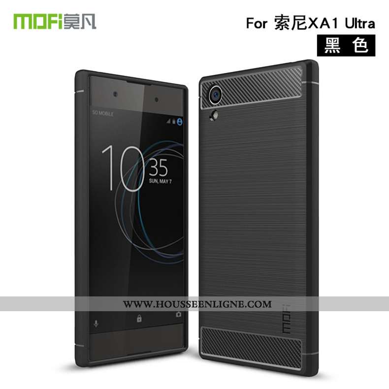 Étui Sony Xperia Xa1 Ultra Modèle Fleurie Protection Fibre Bordure Téléphone Portable Coque Noir