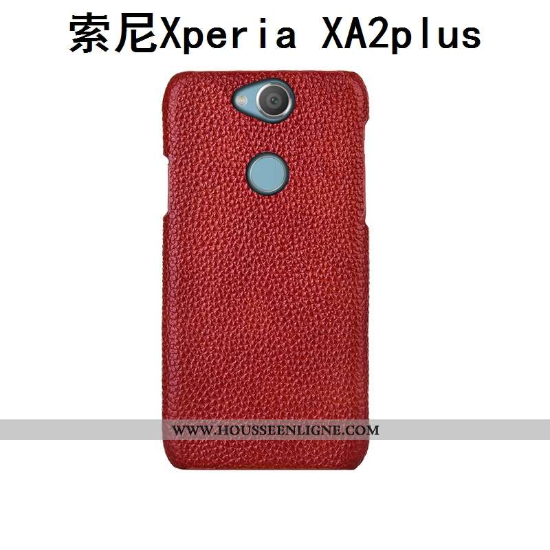 Étui Sony Xperia Xa2 Plus Cuir Mode Coque Incassable Bovins Téléphone Portable Couvercle Arrière Noi