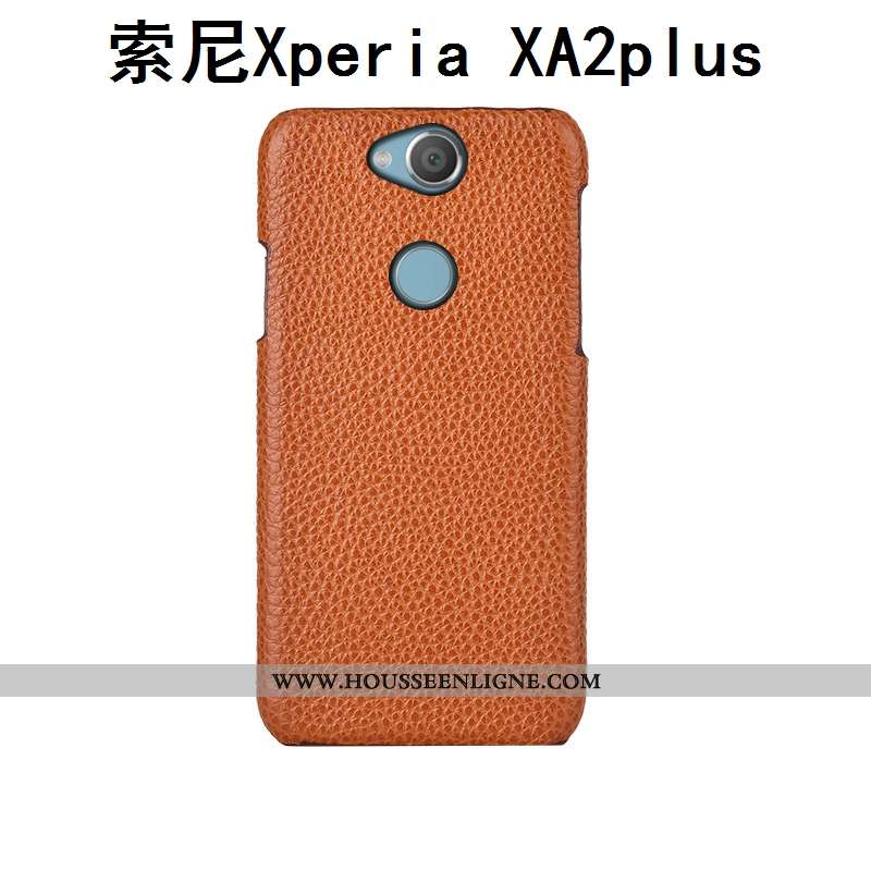 Étui Sony Xperia Xa2 Plus Cuir Mode Coque Incassable Bovins Téléphone Portable Couvercle Arrière Noi