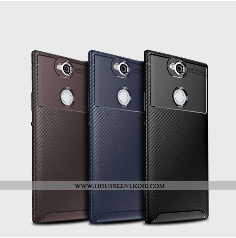 Étui Sony Xperia Xa2 Plus Silicone Modèle Fleurie Fibre Téléphone Portable Incassable Noir