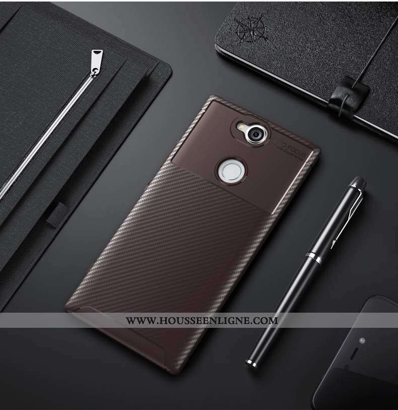 Étui Sony Xperia Xa2 Plus Silicone Modèle Fleurie Fibre Téléphone Portable Incassable Noir