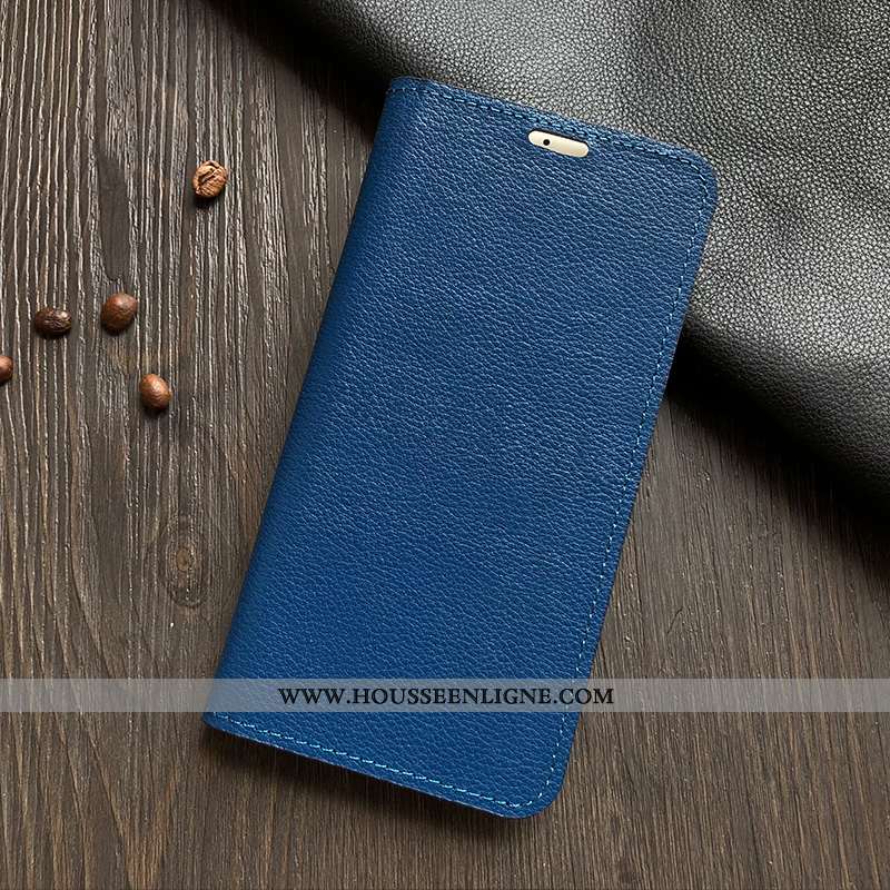 Étui Sony Xperia Xa2 Protection Cuir Véritable Housse Téléphone Portable Bleu Coque