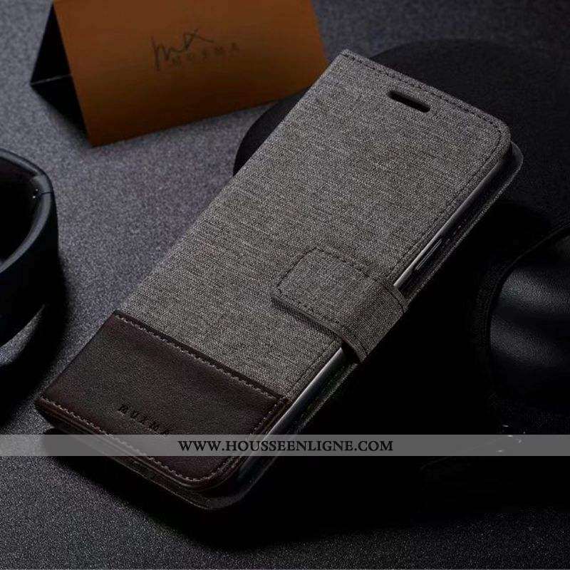 Étui Sony Xperia Xz Premium Cuir Téléphone Portable Gris Tissu Coque