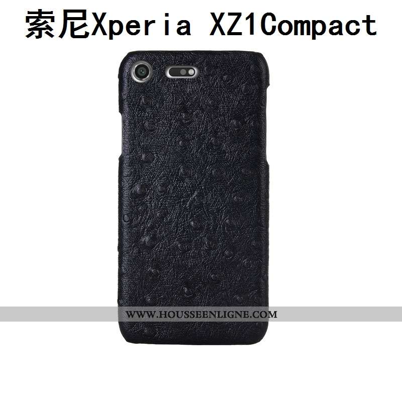 Étui Sony Xperia Xz1 Compact Créatif Cuir Véritable Mode Modèle Fleurie Coque Téléphone Portable Noi