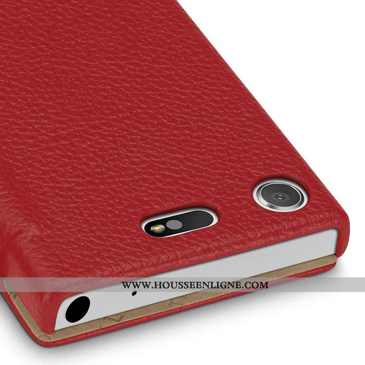 Étui Sony Xperia Xz1 Compact Protection Cuir Véritable Incassable Rouge Housse Téléphone Portable