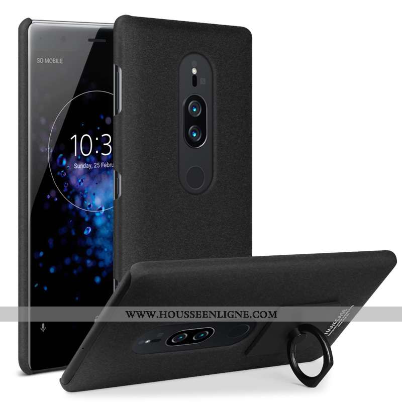 Étui Sony Xperia Xz2 Premium Cuir Délavé En Daim Denim Coque Noir Téléphone Portable