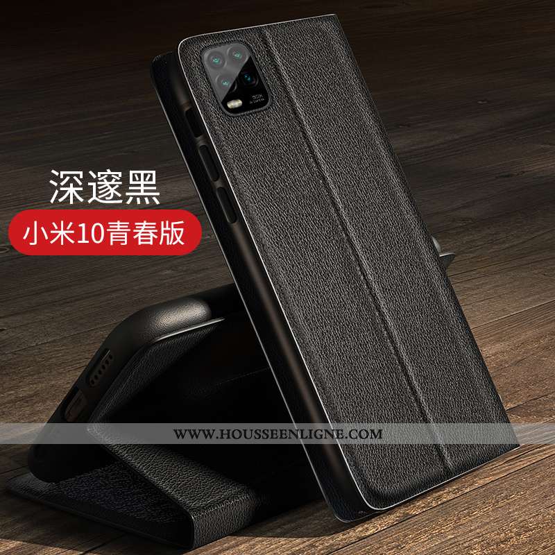 Étui Xiaomi Mi 10 Lite Légère Cuir Téléphone Portable Personnalité Créatif Jeunesse Noir