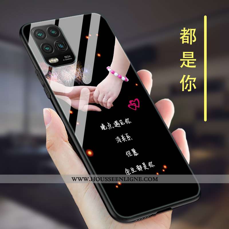 Étui Xiaomi Mi 10 Lite Protection Verre Coque Membrane Net Rouge Tout Compris Marron