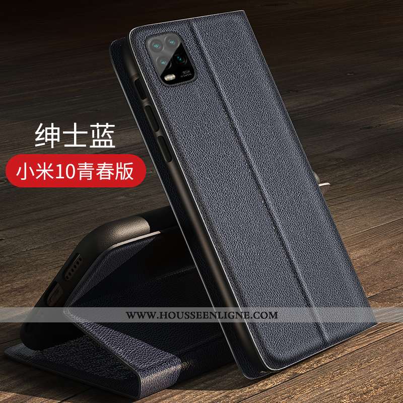 Étui Xiaomi Mi 10 Lite Silicone Protection Tendance Petit Fluide Doux Personnalité Cuir Noir
