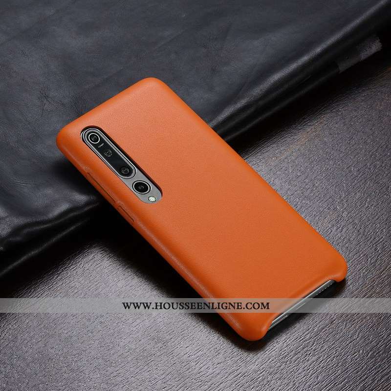 Étui Xiaomi Mi 10 Pro Ultra Légère Personnalité Protection Coque Cuir Orange