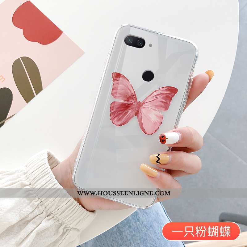 Étui Xiaomi Mi 8 Lite Dessin Animé Charmant Rose Rouge Papillon Simple Jeunesse