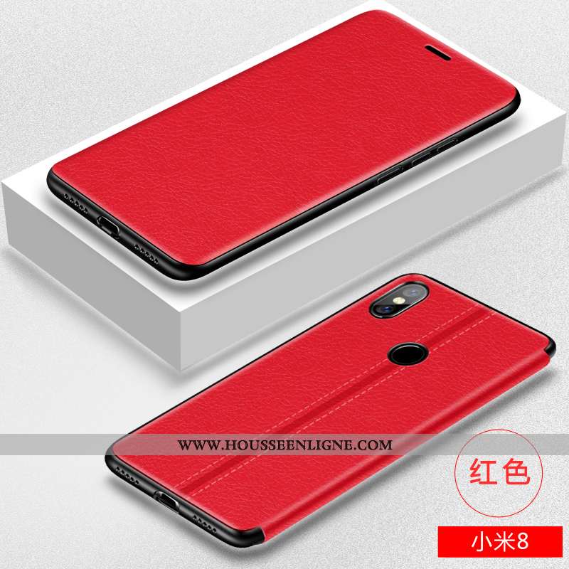 Étui Xiaomi Mi 8 Légère Cuir Téléphone Portable Créatif Modèle Fleurie Petit Tout Compris Bleu