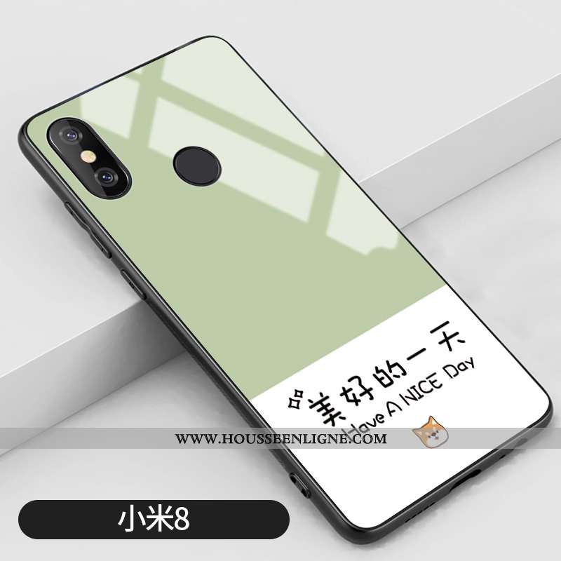 Étui Xiaomi Mi 8 Modèle Fleurie Silicone Vert Difficile Tout Compris Frais Coque Verte