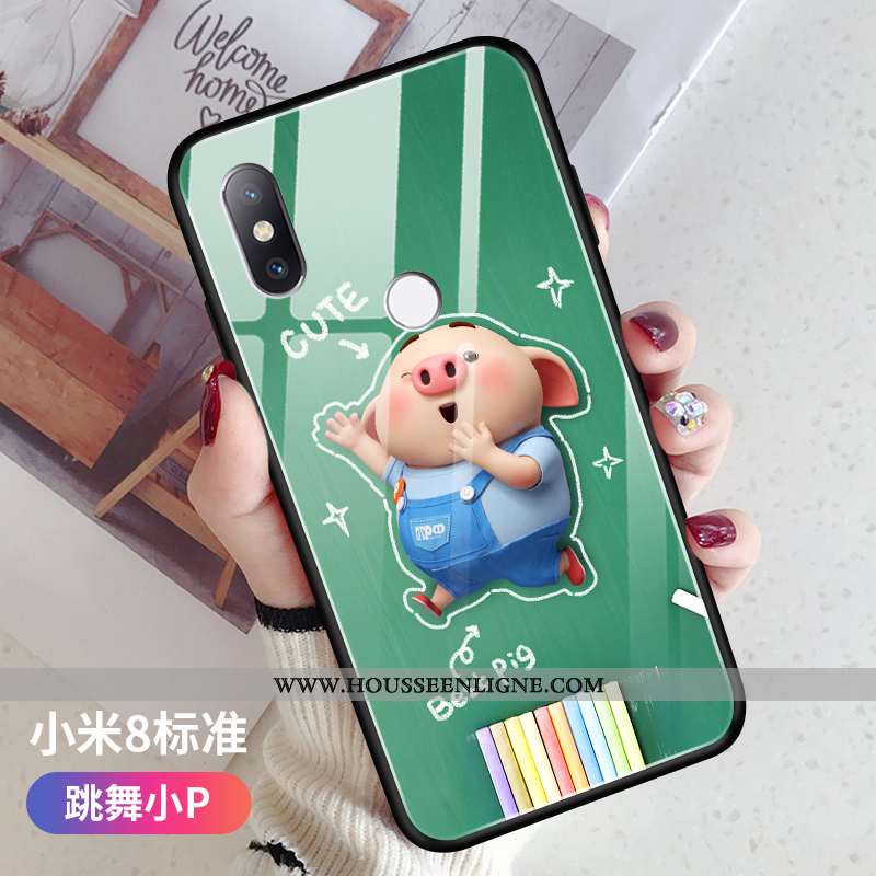 Étui Xiaomi Mi 8 Personnalité Créatif Légère Protection Amoureux Verre Téléphone Portable Verte