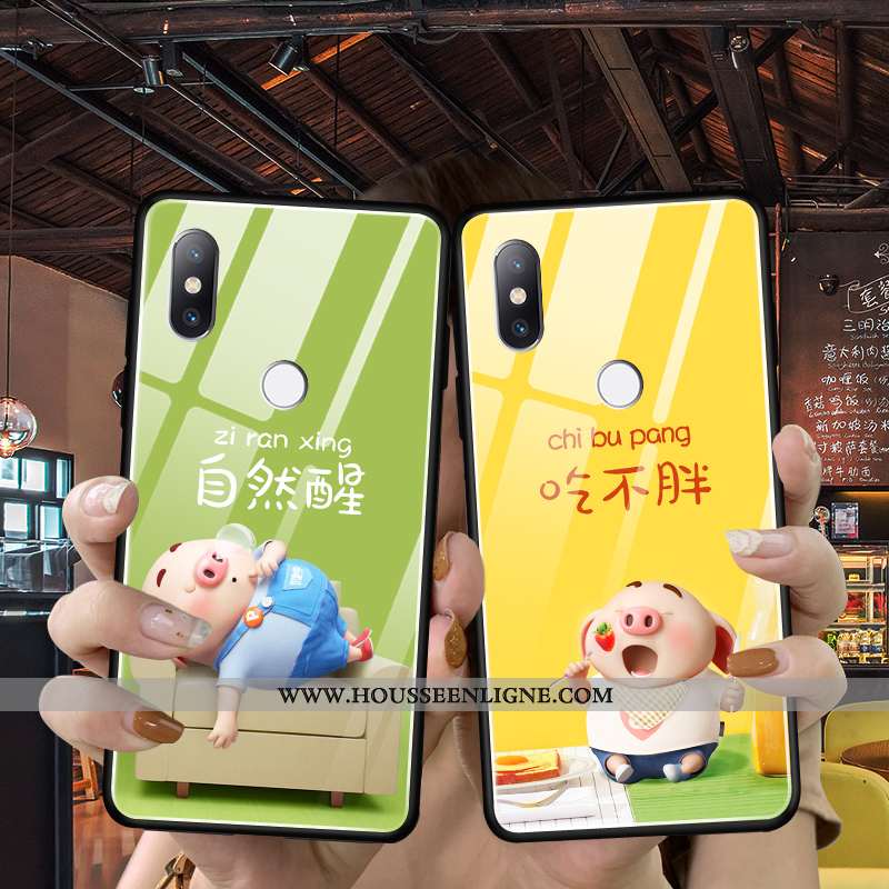 Étui Xiaomi Mi 8 Personnalité Créatif Légère Protection Amoureux Verre Téléphone Portable Verte