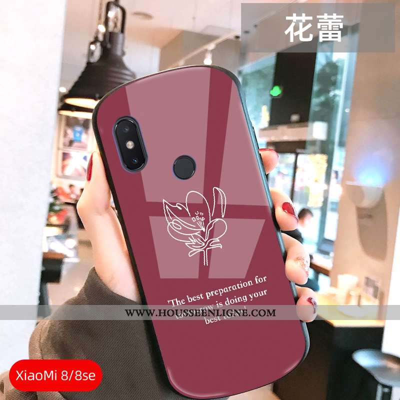 Étui Xiaomi Mi 8 Personnalité Ultra Modèle Fleurie Petit Verre Amoureux Rose