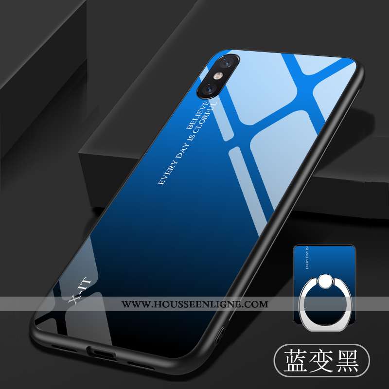 Étui Xiaomi Mi 8 Pro Modèle Fleurie Fluide Doux Bleu Personnalisé Verre Dégradé Protection
