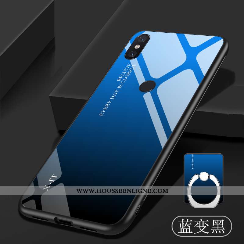Étui Xiaomi Mi 8 Pro Modèle Fleurie Fluide Doux Bleu Personnalisé Verre Dégradé Protection