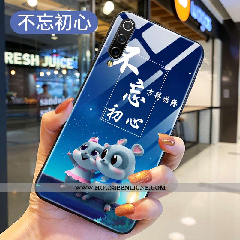 Étui Xiaomi Mi 9 Lite Créatif Dessin Animé Protection Légère Verre Ultra Bleu