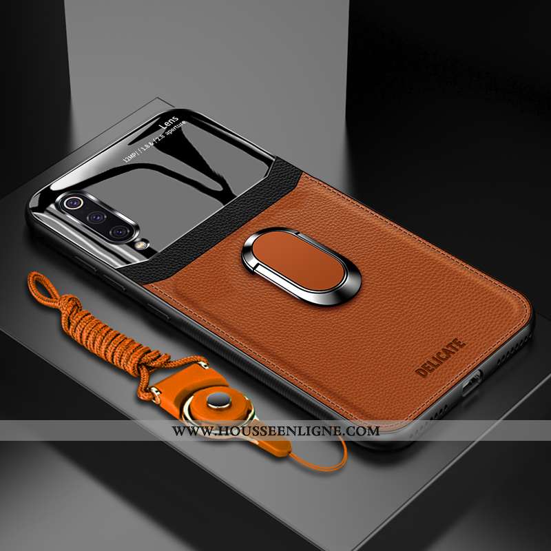 Étui Xiaomi Mi 9 Lite Protection Verre Anneau Personnalisé Incassable Téléphone Portable Marron