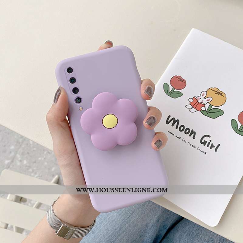 Étui Xiaomi Mi 9 Silicone Protection Fluide Doux Téléphone Portable Fleur Coque Violet