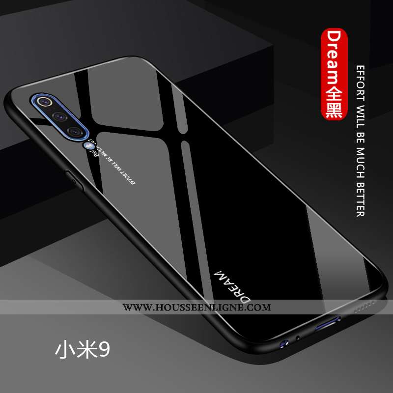 Étui Xiaomi Mi 9 Verre Personnalité Tout Compris Silicone Incassable Protection Bleu