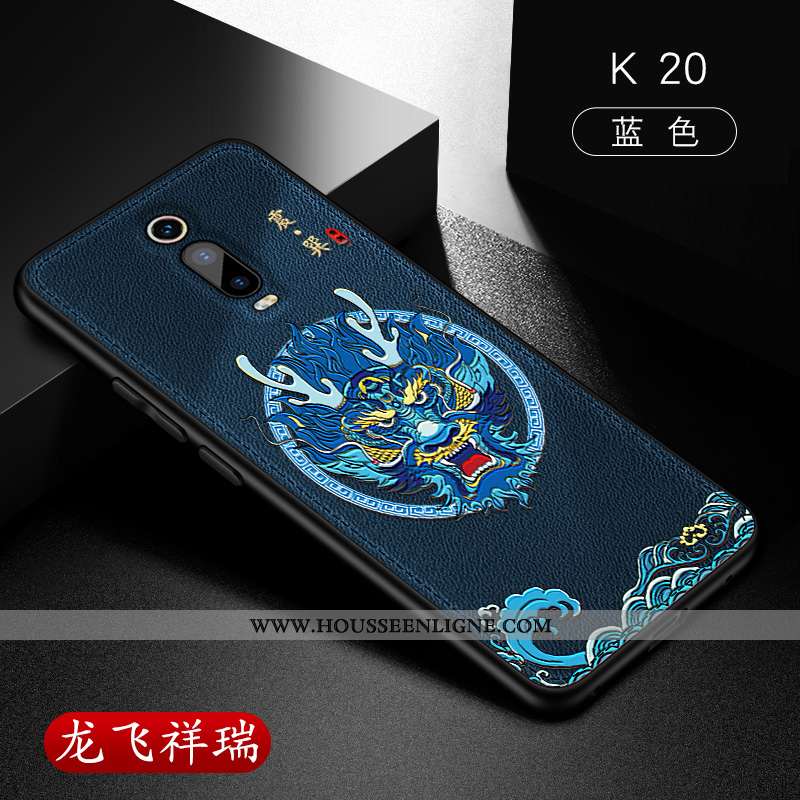 Étui Xiaomi Mi 9t Créatif Gaufrage Incassable Bleu Personnalité Tendance Téléphone Portable