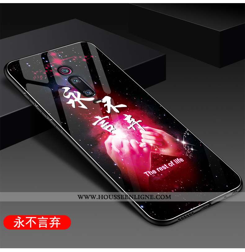 Étui Xiaomi Mi 9t Protection Verre Téléphone Portable Petit Difficile Miroir Silicone Rouge