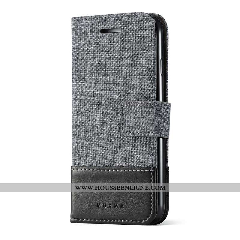 Étui Xiaomi Mi A1 Cuir Coque Toile Téléphone Portable Carte Petit Gris