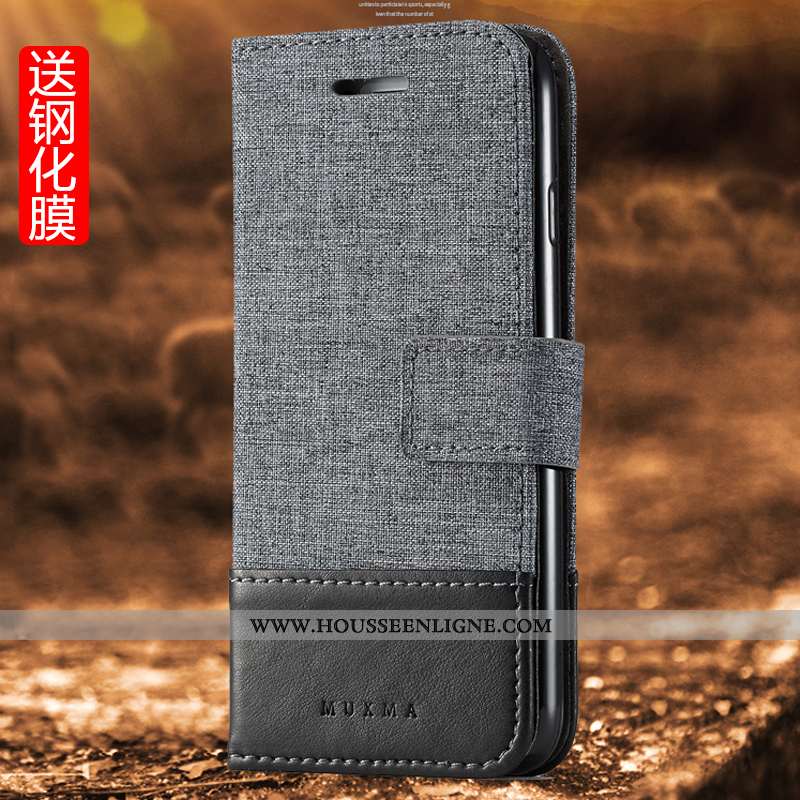 Étui Xiaomi Mi A1 Cuir Coque Toile Téléphone Portable Carte Petit Gris