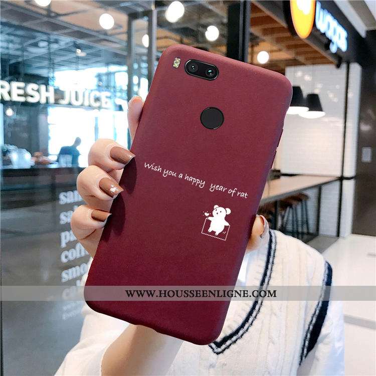 Étui Xiaomi Mi A1 Mode Protection Vin Rouge Coque Fluide Doux Silicone Ornements Suspendus Bordeaux