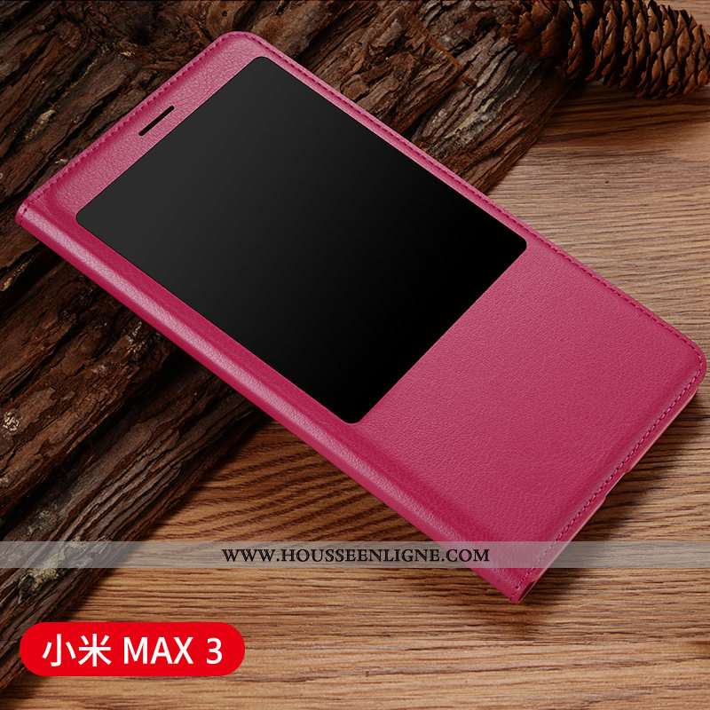 Étui Xiaomi Mi Max 3 Cuir Protection Vin Rouge Coque Housse Petit Téléphone Portable Bordeaux