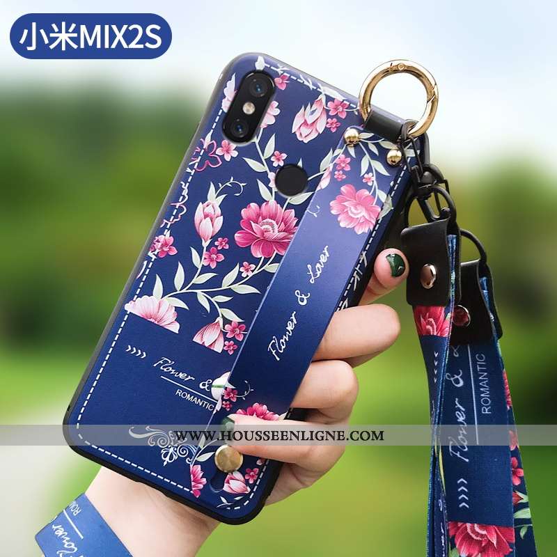 Étui Xiaomi Mi Mix 2s Mode Protection Silicone Net Rouge Légère Fleur Tout Compris Bleu