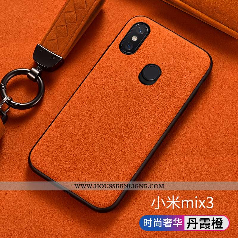 Étui Xiaomi Mi Mix 3 Protection Daim Fourrure Rouge Tout Compris Petit Antidérapant