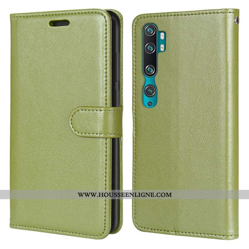 Étui Xiaomi Mi Note 10 Cuir Coque Tout Compris Téléphone Portable Clamshell Vert Verte