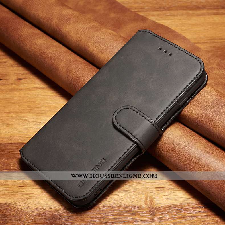 Étui Xiaomi Mi Note 10 Cuir Véritable Cuir Business Incassable Housse Petit Noir