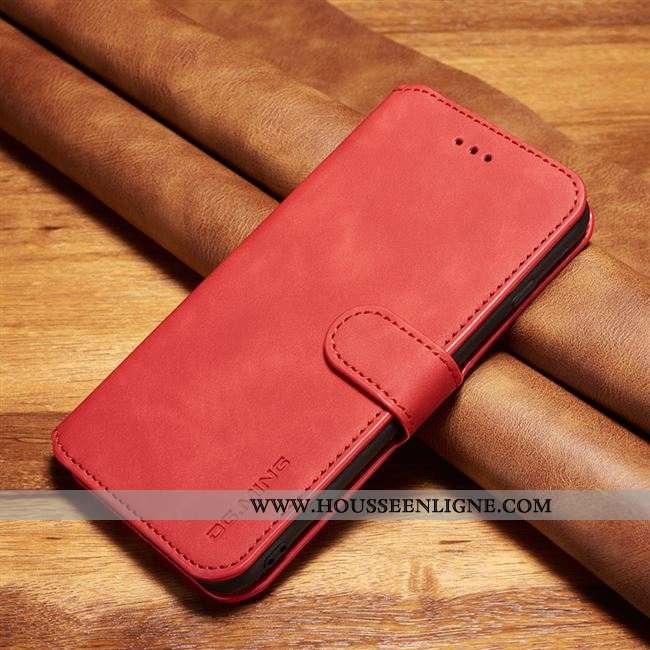 Étui Xiaomi Mi Note 10 Protection Cuir Véritable Rouge Incassable Cuir Business