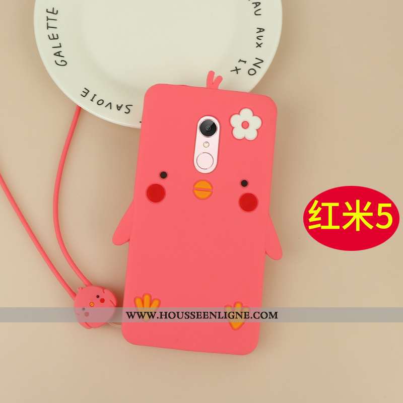 Étui Xiaomi Redmi 5 Dessin Animé Charmant Rouge Téléphone Portable Petit Coque Tout Compris Rose