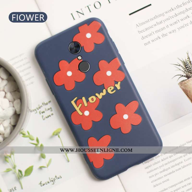 Étui Xiaomi Redmi 5 Fluide Doux Protection Fleur Bleu Marin Rouge Téléphone Portable Amoureux Bleu F