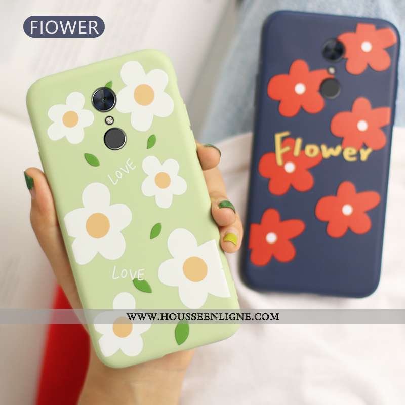 Étui Xiaomi Redmi 5 Fluide Doux Protection Fleur Bleu Marin Rouge Téléphone Portable Amoureux Bleu F