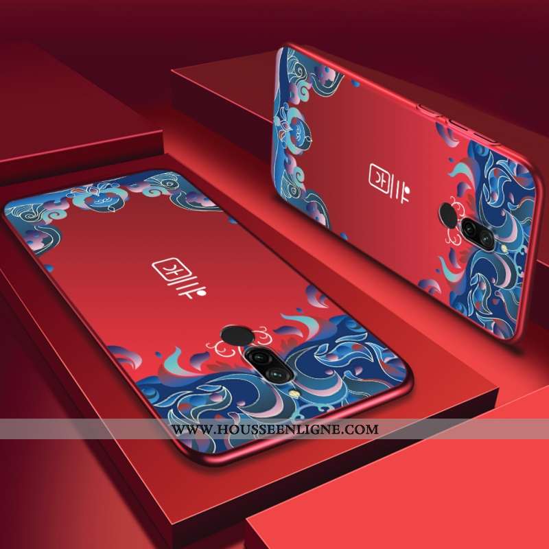 Étui Xiaomi Redmi 8 Délavé En Daim Personnalité Violet Difficile Téléphone Portable Rouge Coque