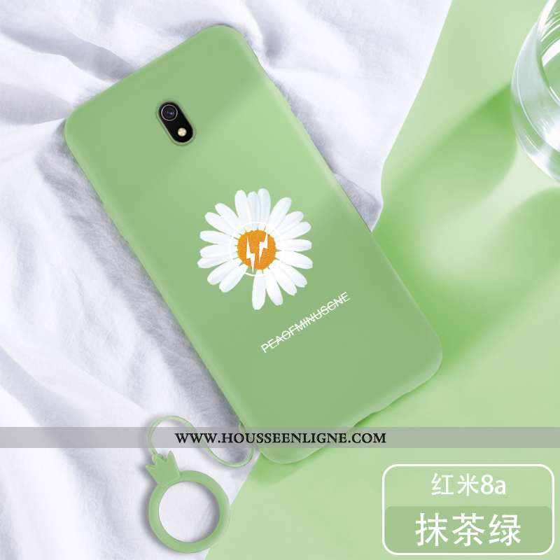 Étui Xiaomi Redmi 8a Fluide Doux Silicone Vert Téléphone Portable Petite Marguerite Créatif Net Roug