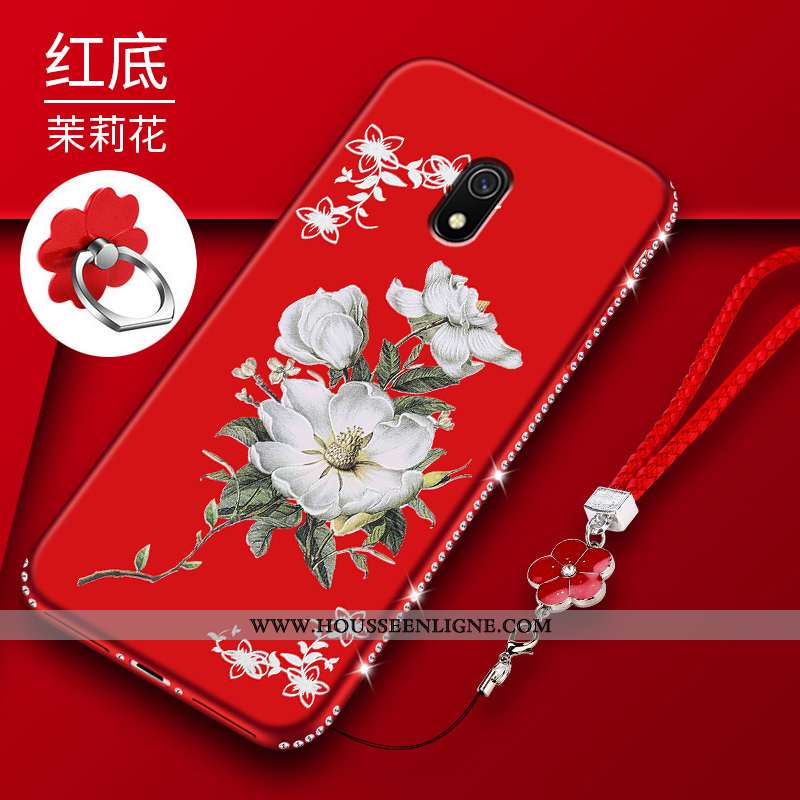 Étui Xiaomi Redmi 8a Mode Protection Fluide Doux Fleur Silicone Incassable Rouge