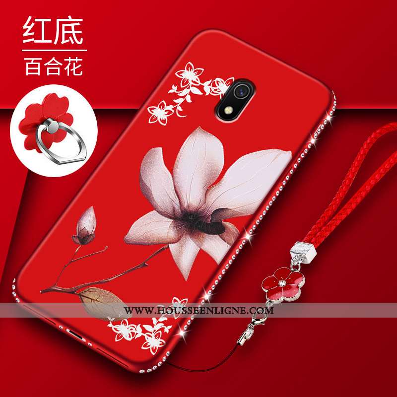 Étui Xiaomi Redmi 8a Mode Protection Fluide Doux Fleur Silicone Incassable Rouge