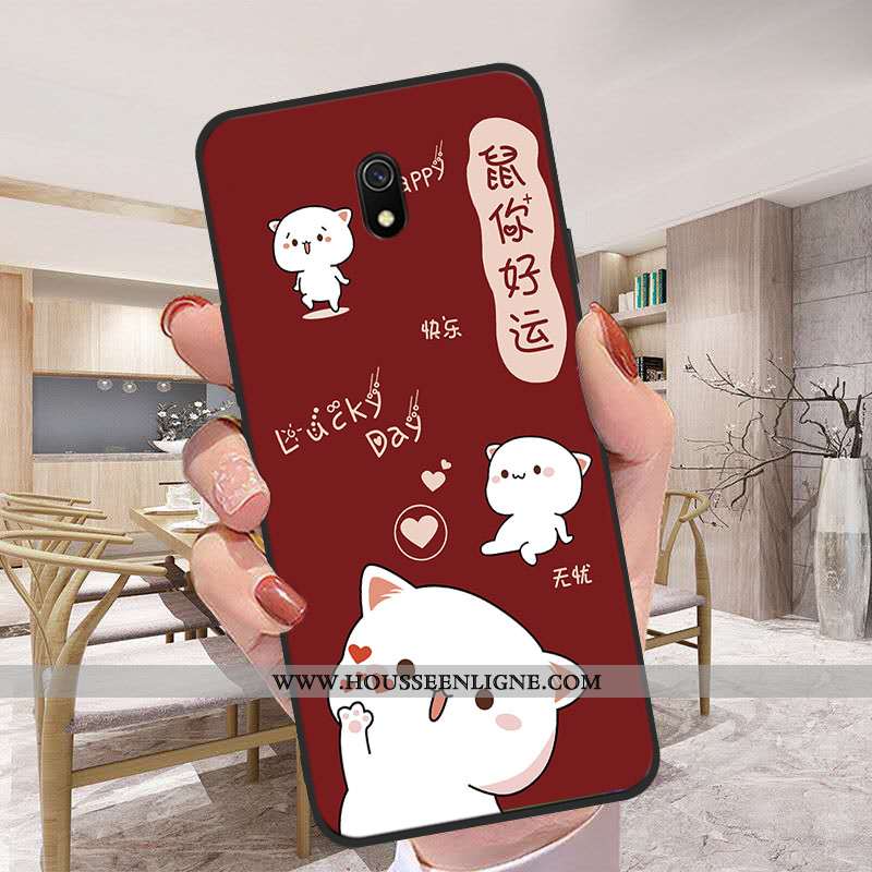Étui Xiaomi Redmi 8a Tendance Fluide Doux Téléphone Portable Net Rouge Coque Dessin Animé Délavé En 