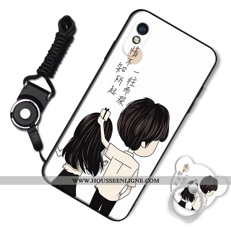 Étui Xiaomi Redmi 9a Fluide Doux Silicone Blanc Téléphone Portable Charmant Amoureux Coque Blanche