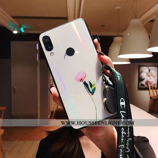 Étui Xiaomi Redmi Note 7 Charmant Protection Blanc Frais Net Rouge Créatif Miroir Blanche