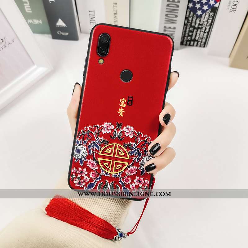 Étui Xiaomi Redmi Note 7 Imprimé Protection Personnalité Incassable Totem Rouge Créatif Noir
