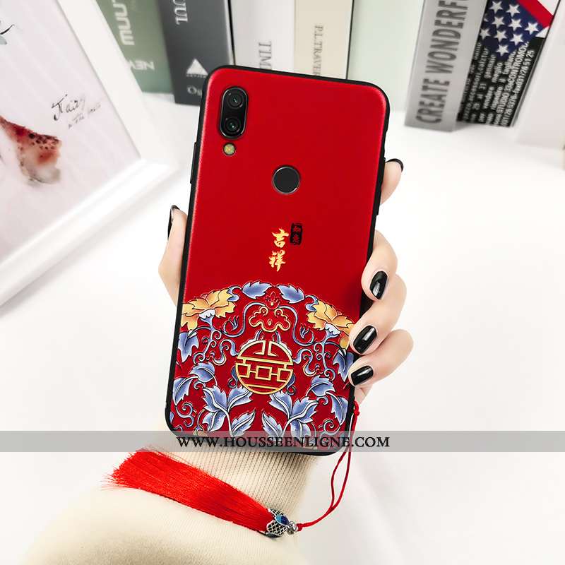 Étui Xiaomi Redmi Note 7 Imprimé Protection Personnalité Incassable Totem Rouge Créatif Noir