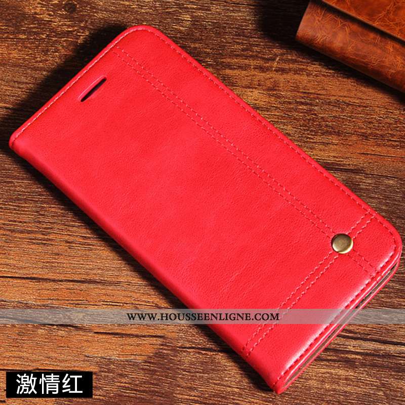 Étui Xiaomi Redmi Note 7 Protection Cuir Véritable Tout Compris Vent Rouge Téléphone Portable Coque 